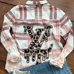 Bleached Flannel w/ LV Chenille Patch